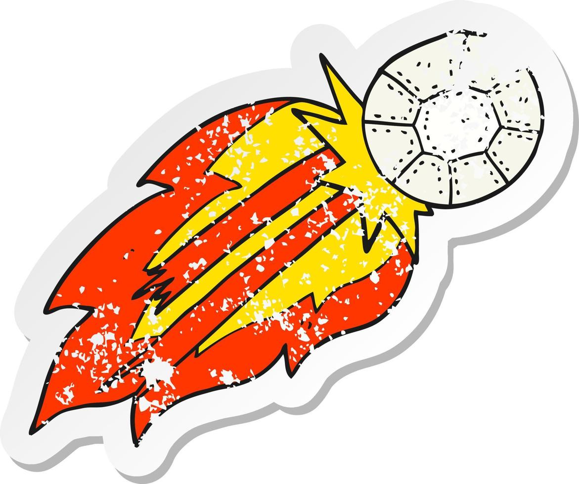 retro distressed sticker of a cartoon soccer ball vector