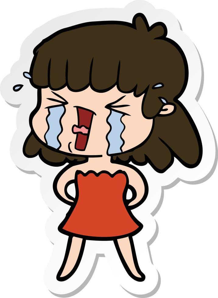 sticker of a cartoon woman vector