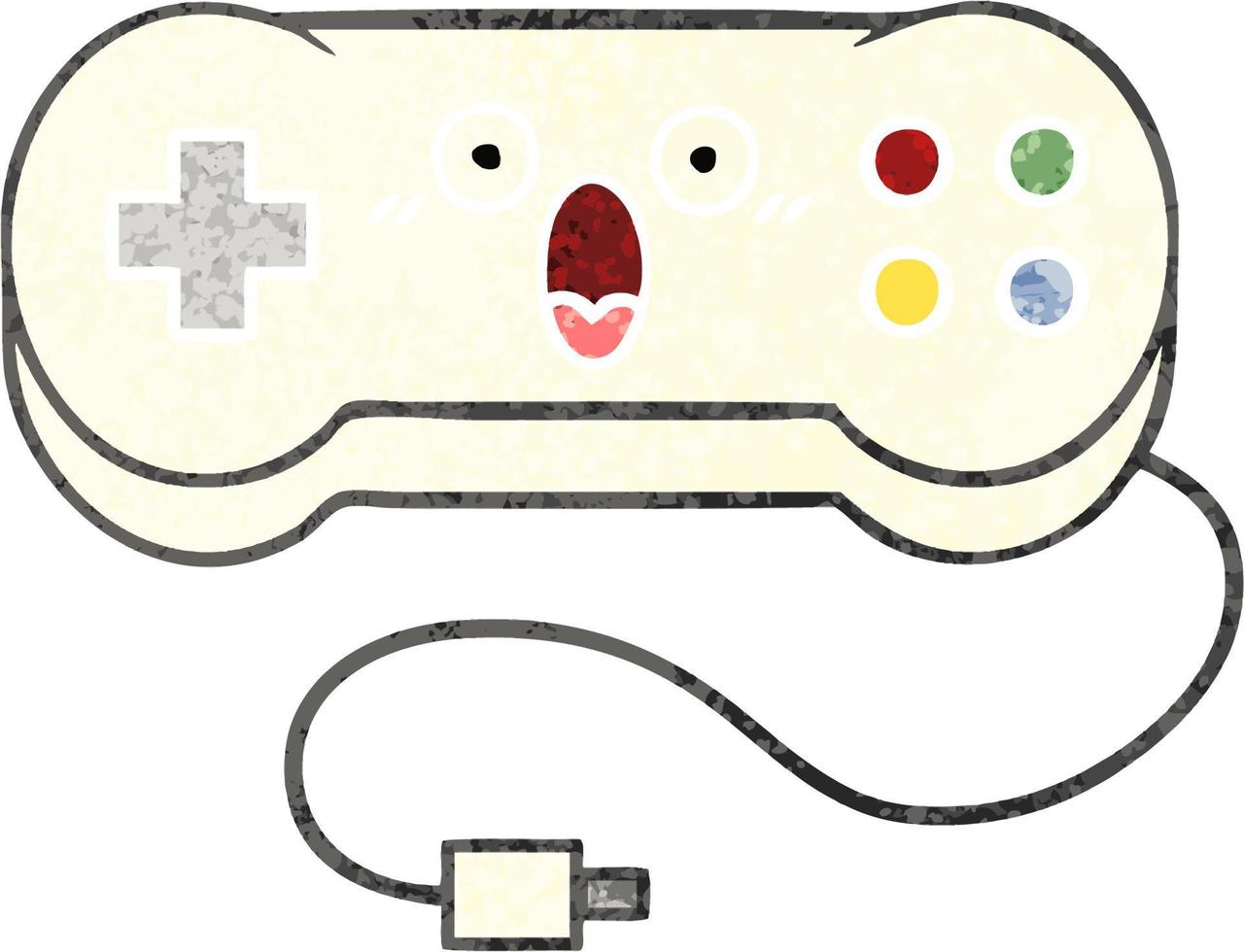 retro illustration style cartoon game controller vector