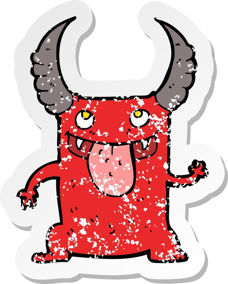 retro distressed sticker of a cartoon devil vector