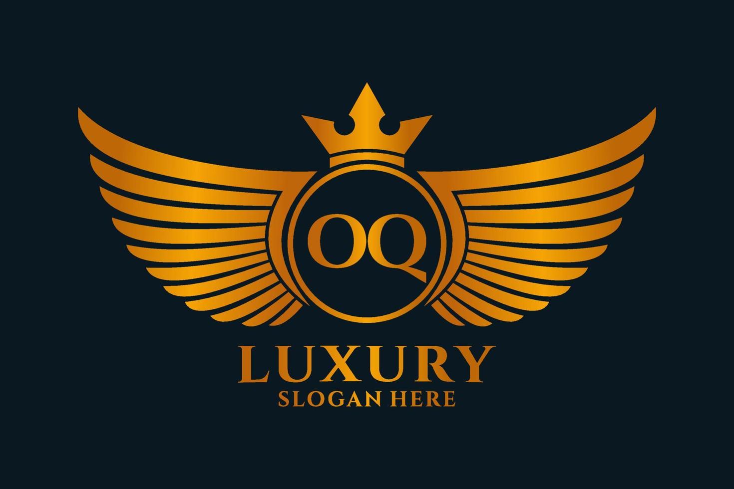 Luxury royal wing Letter OQ crest Gold color Logo vector, Victory logo, crest logo, wing logo, vector logo template.