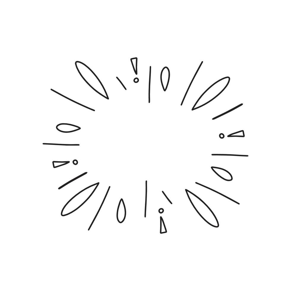 Doodle water explosion or star burst in vintage retro style. Black hand drawn vector illustration.