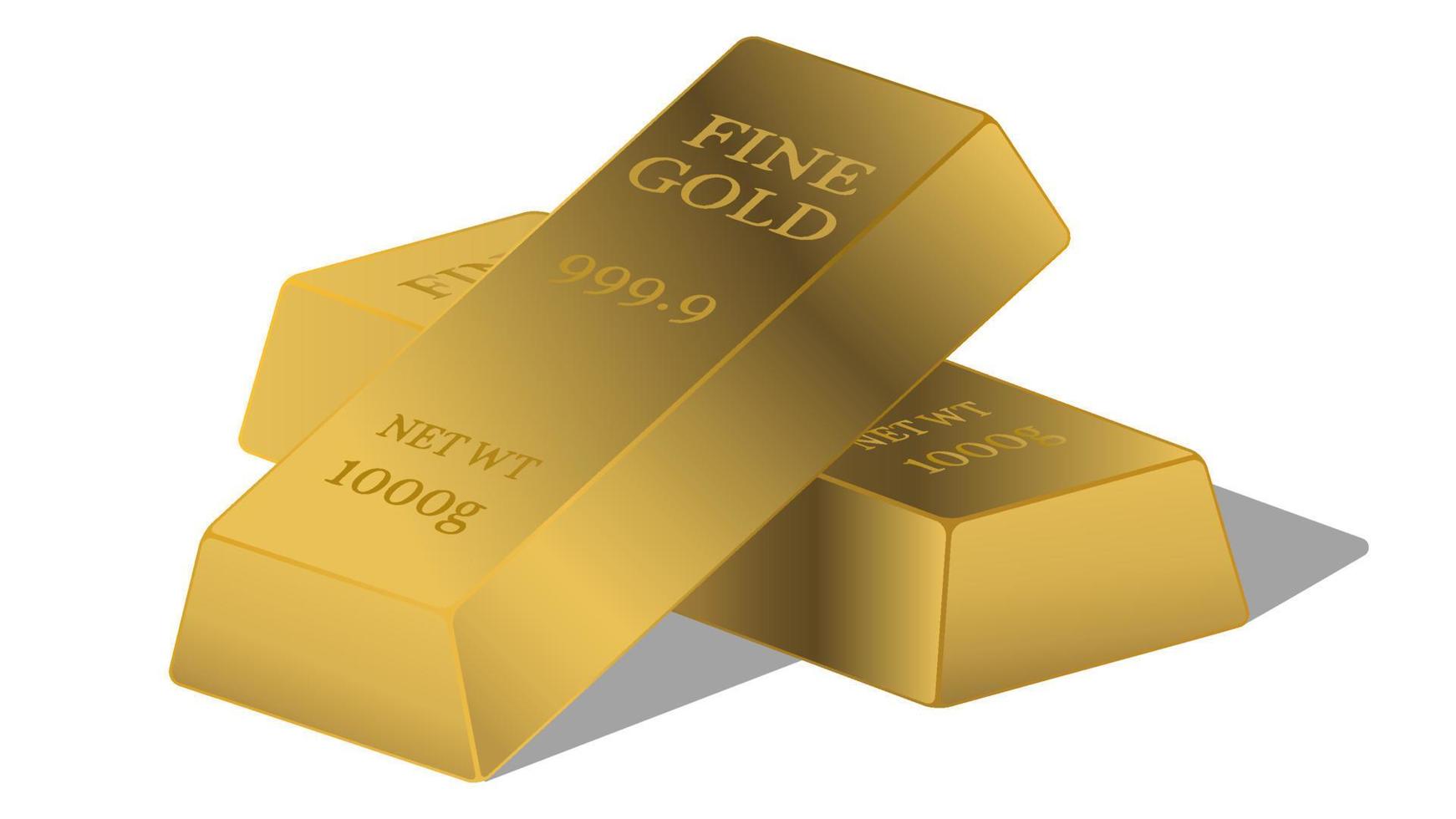 Gold bar bricks islotaed on white background vector