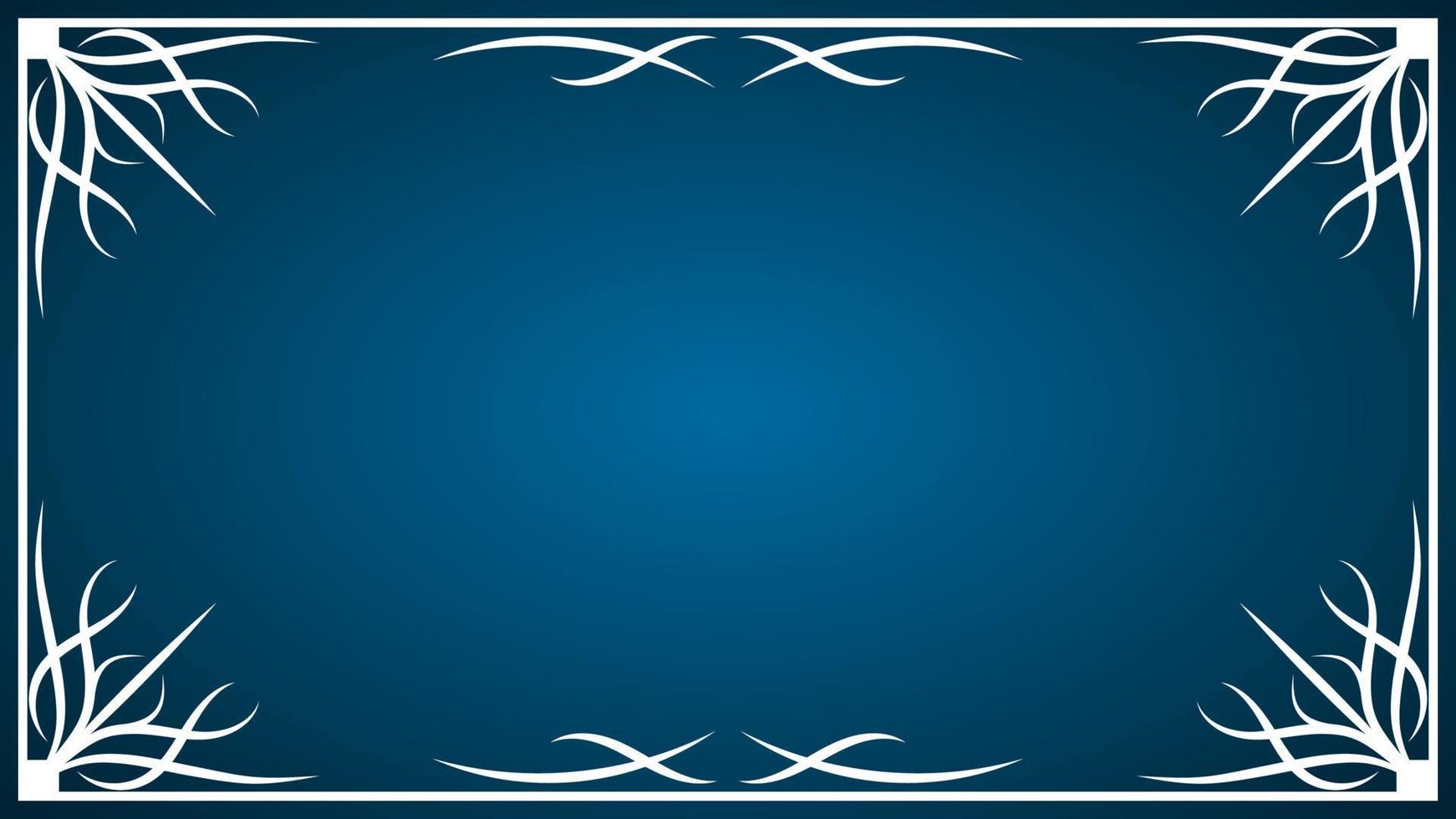 White frame with a pattern on a blue background. vector