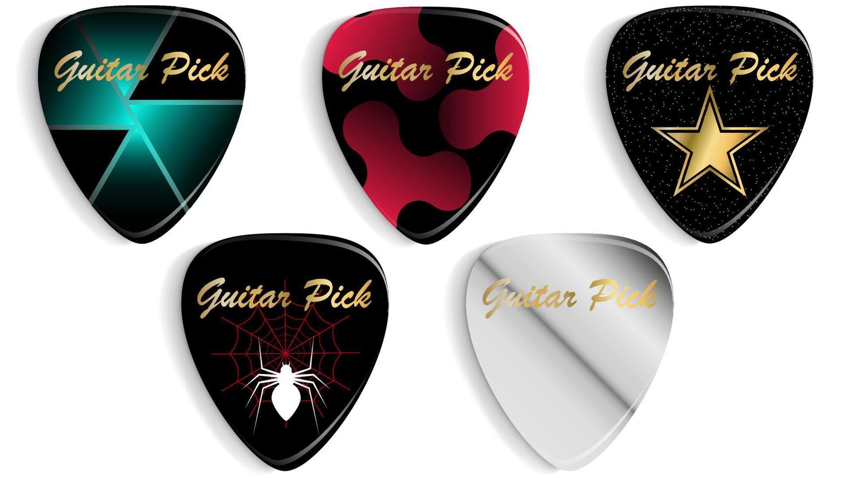 juego de púas de guitarra o púa. diseño personalizado vector