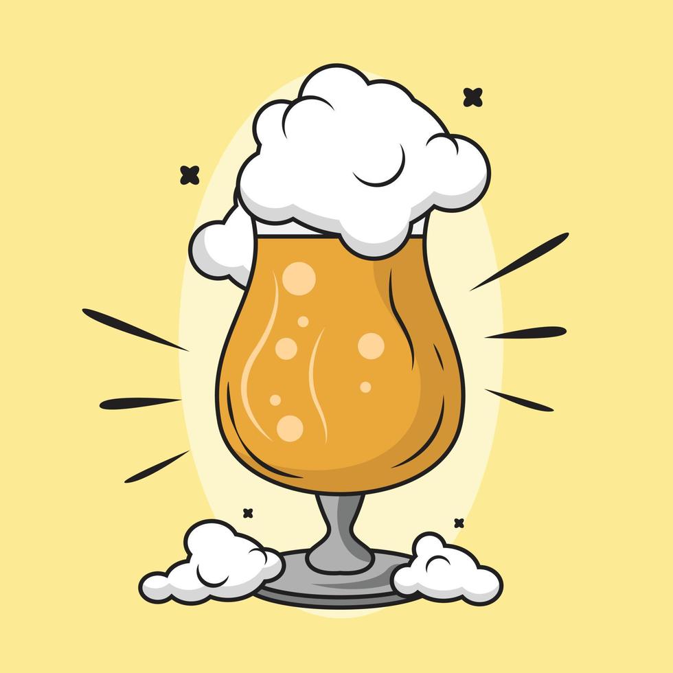 Beer in Glass Mug with Cartoon Style Vector