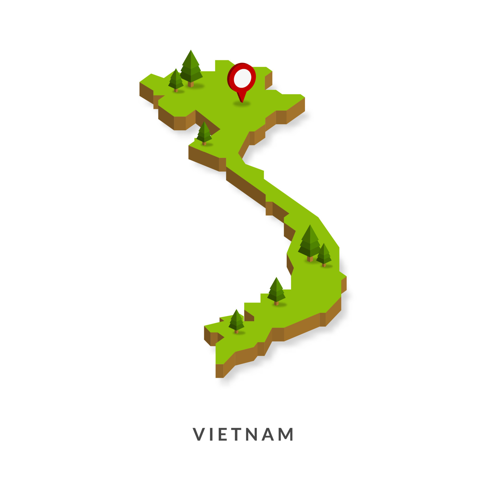 Isometric Map Of Vietnam Simple 3d Map Vector Illustration Eps 10