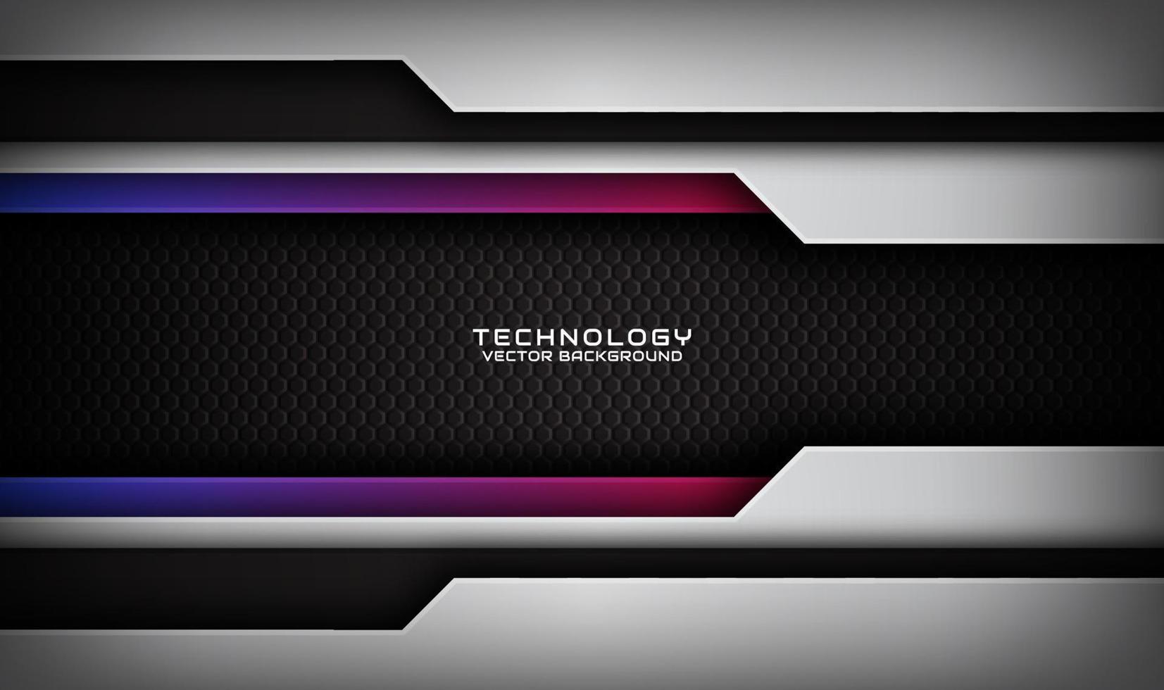 3D black silver techno abstract background overlap layer on dark space with blue red effect decoration. Graphic design element future style concept for banner, flyer, card, cover, or brochure vector