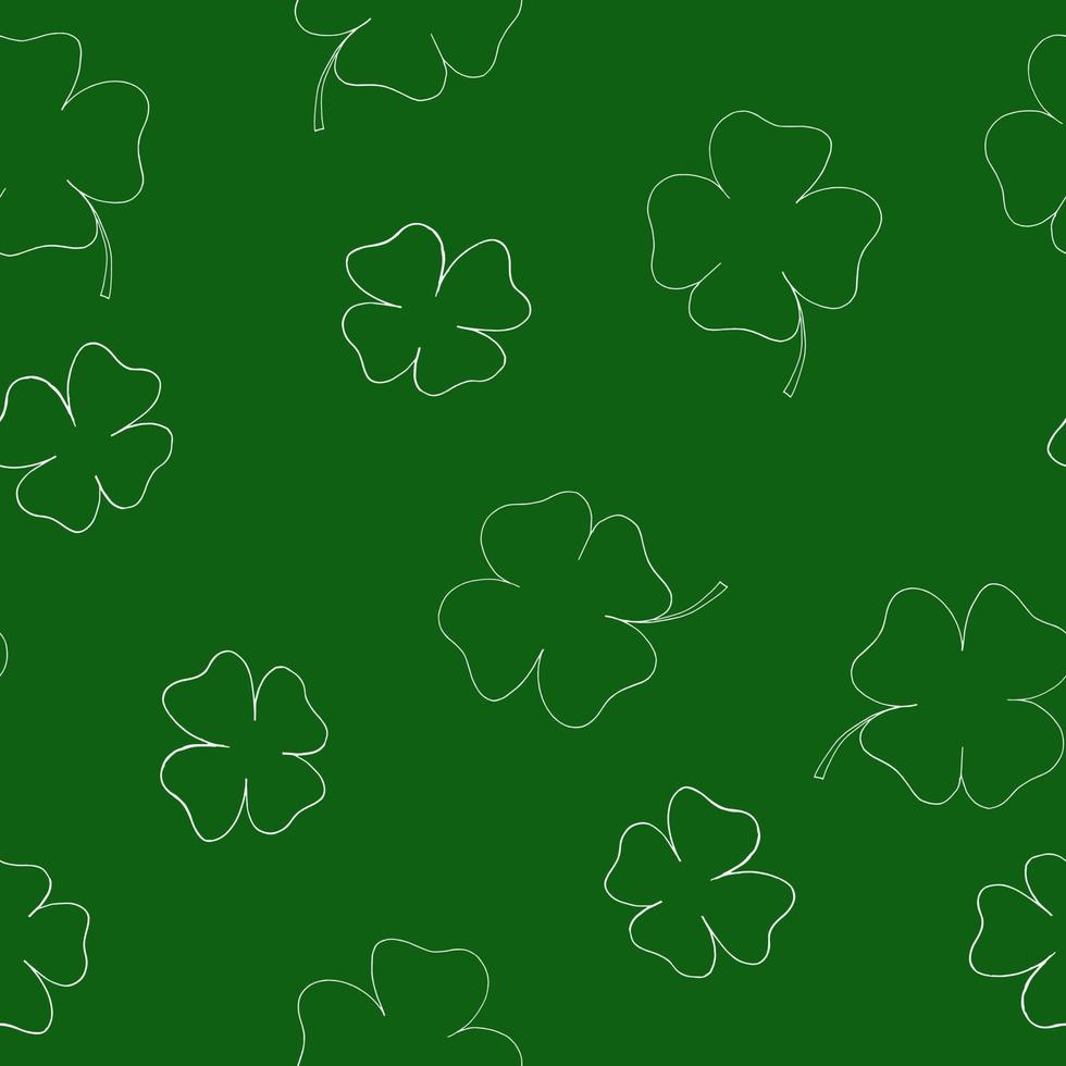 four leaf clover seamless pattern. st patricks day symbol. illustration hand drawn in doodle line art style vector