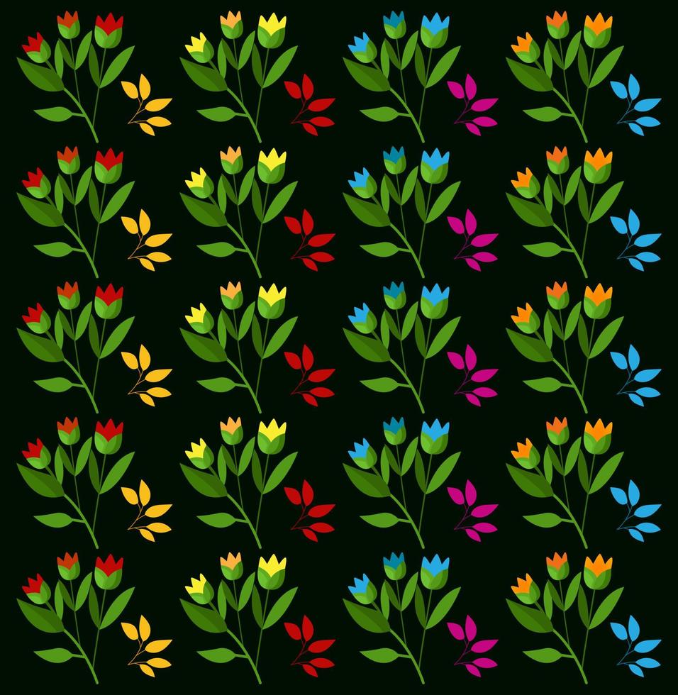 Colorful Flower Floral pattern design vector. Beautiful leaves and flower pattern design template vector. vector