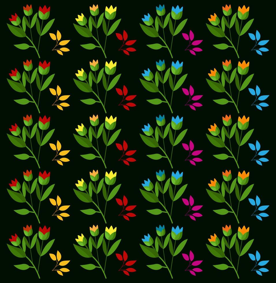 vector de diseño de patrón floral de flores de colores. vector de plantilla de diseño de patrón de flores y hojas hermosas.