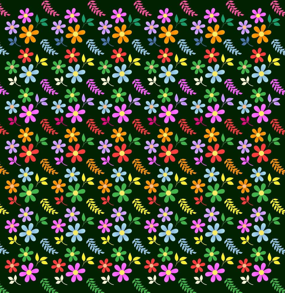 Colorful Flower Floral pattern design vector. Beautiful leaves and flower pattern design template vector. vector