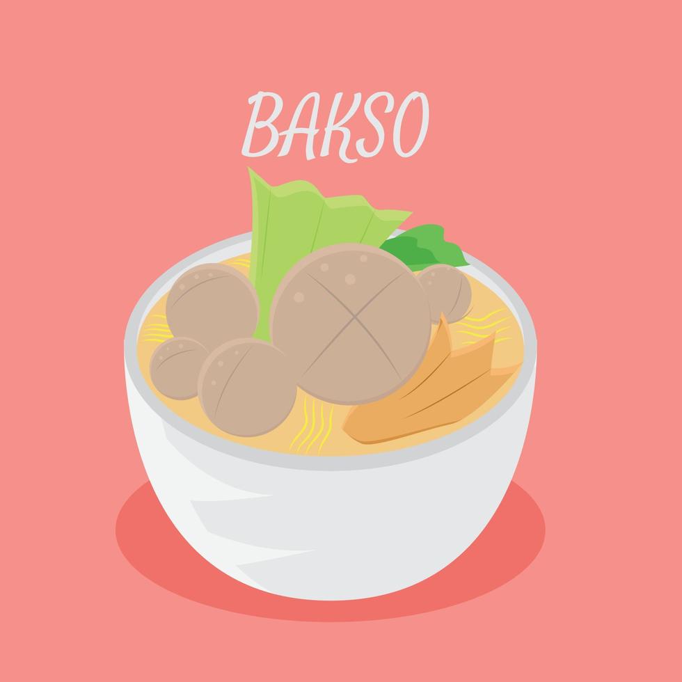 diseño vectorial ilustrativo de albóndigas o bakso de la comida indonesia vector