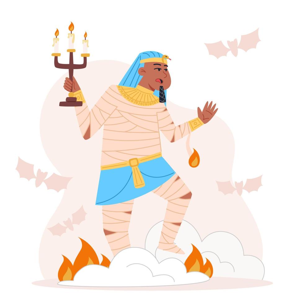 Egyptian pharaoh, Halloween character in flat style vector