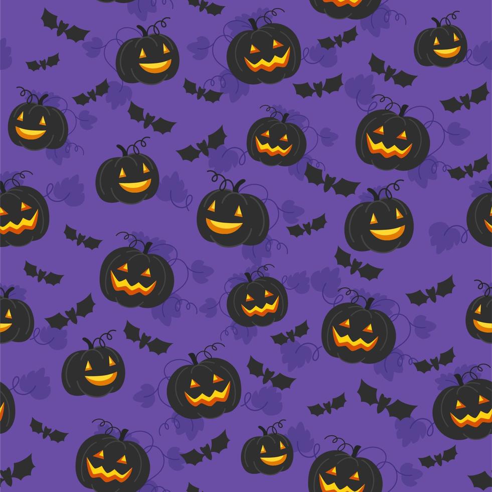 Halloween seamless pattern of pumpkin lanterns vector