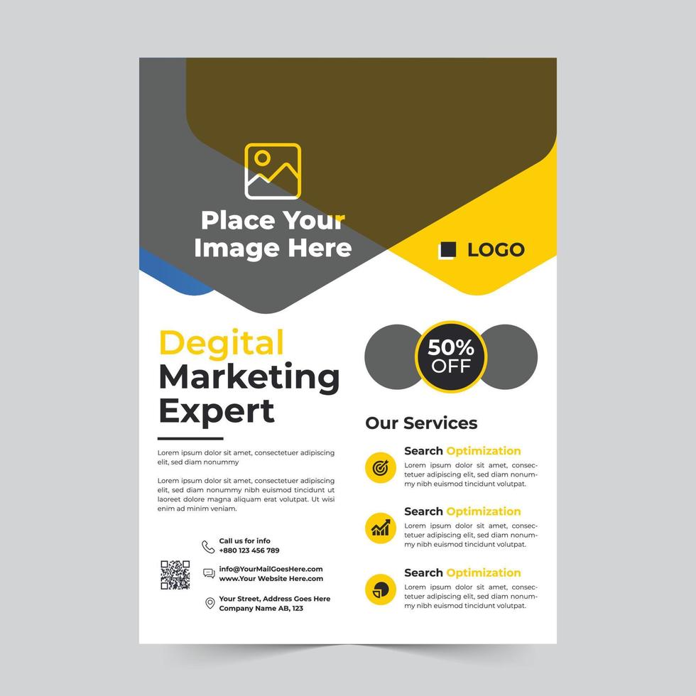 Modern digital marketing agency flyer template, Digital marketing live webinar and corporate social media post template vector