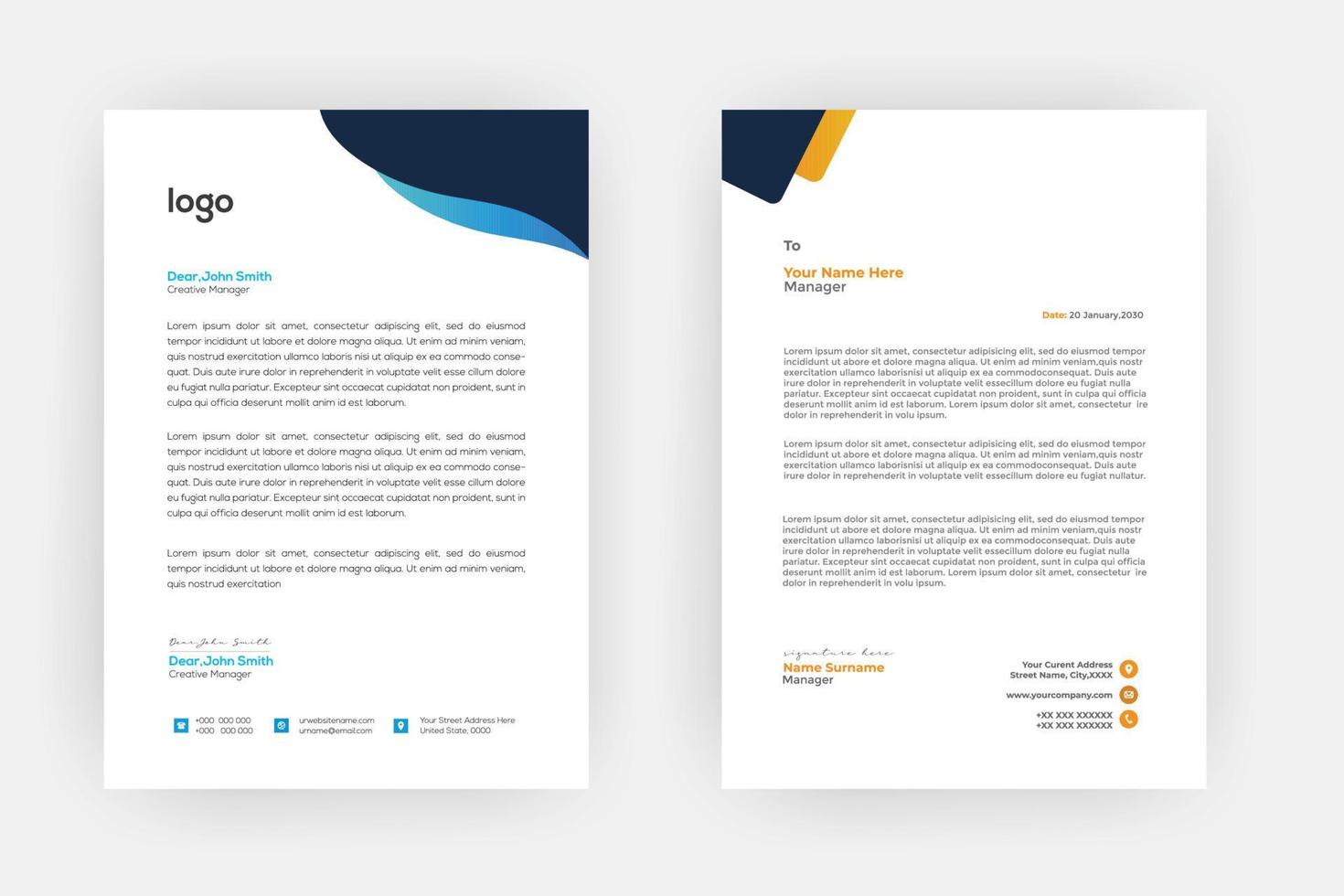 Creative letterhead , Elegant and minimalist style letterhead template design,A4 sizes vector