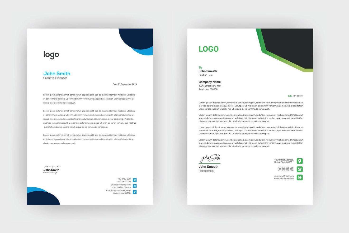 Creative letterhead , Elegant and minimalist style letterhead template design,A4 sizes vector