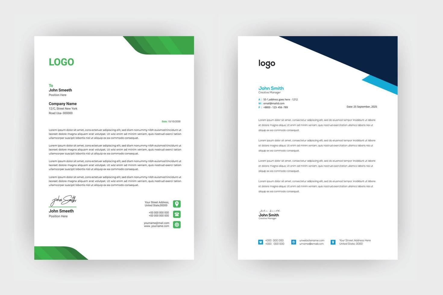 Creative letterhead , Elegant and minimalist style letterhead template design,A4 sizes vector