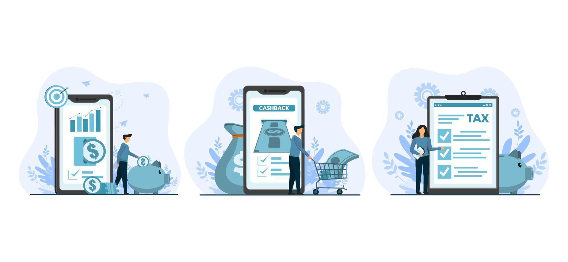 Finance Flat Bundle Illustration Design vector