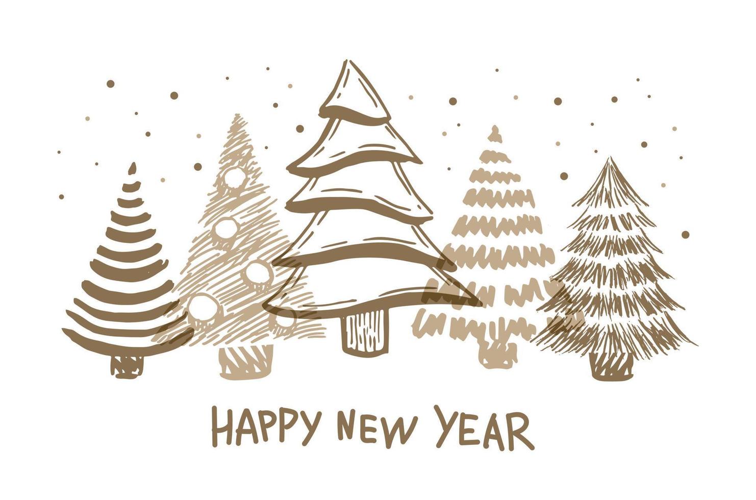 Christmas tree hand drawn illustrations. Vector. vector