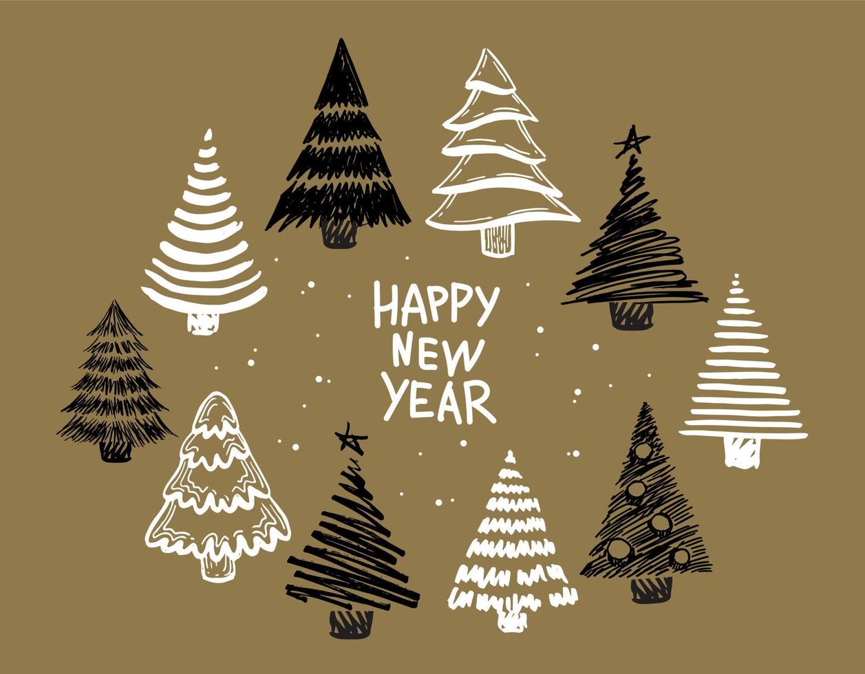 Christmas tree hand drawn illustrations. Vector. vector