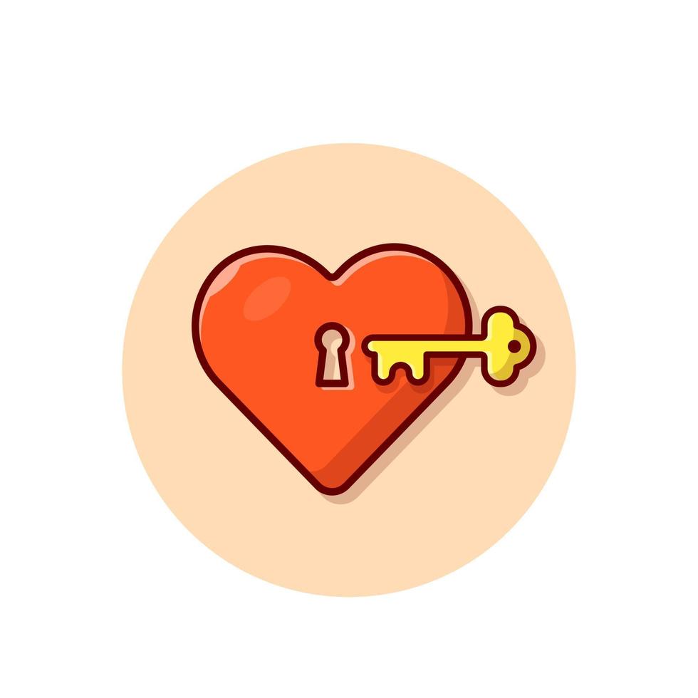ilustración de icono de vector de dibujos animados de amor y clave. concepto de icono de objeto de arte vector premium aislado. estilo de dibujos animados plana