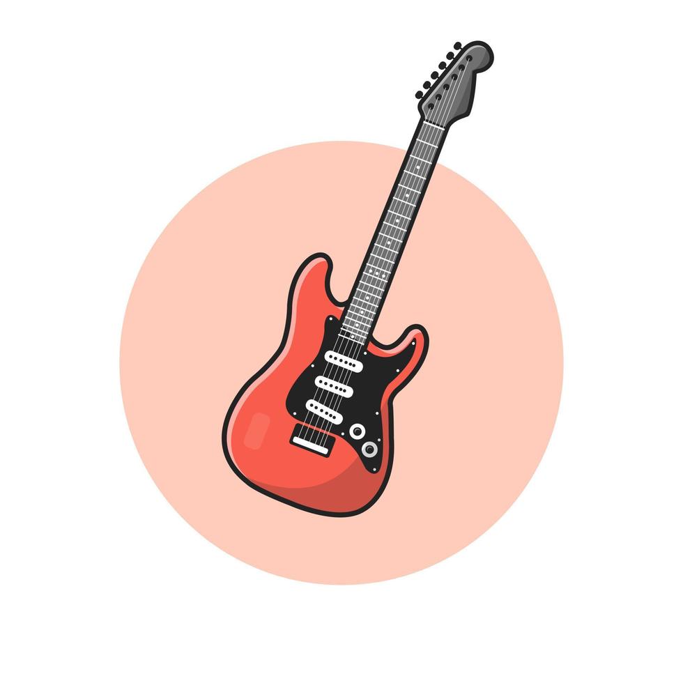 Guitar Cartoon Vector Icon Illustration. Art Music Icon  Concept Isolated Premium Vector. Flat Cartoon Style