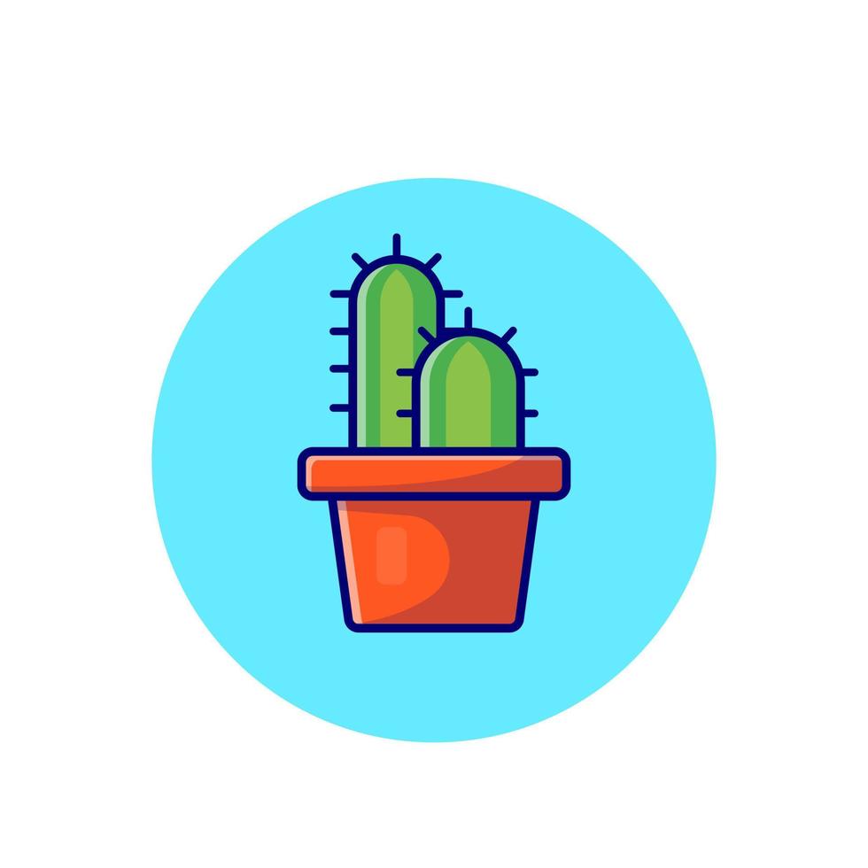 Cactus Plant Cartoon Vector Icon Illustration. Nature Indoor  Icon Concept Isolated Premium Vector. Flat Cartoon Style