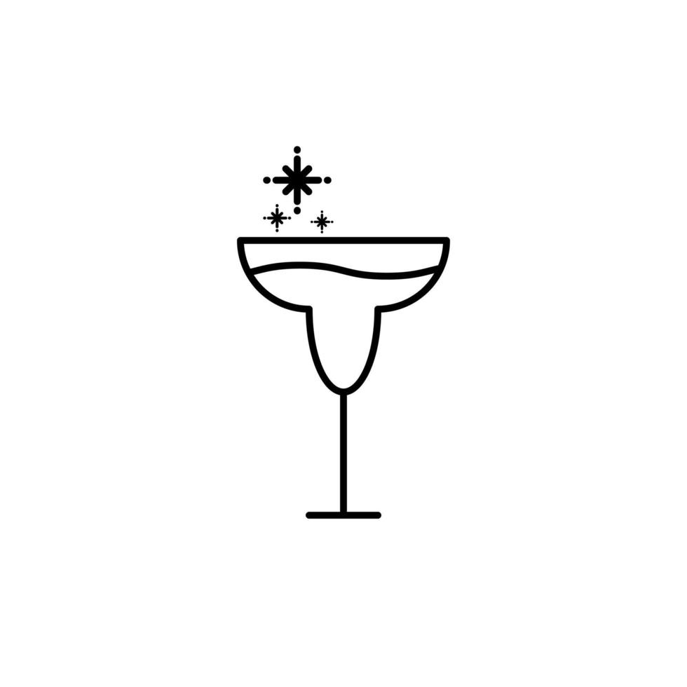 wineglass or goblet glass icon with cold water on white background. simple, line, silhouette and clean style. black and white. suitable for symbol, sign, icon or logo vector