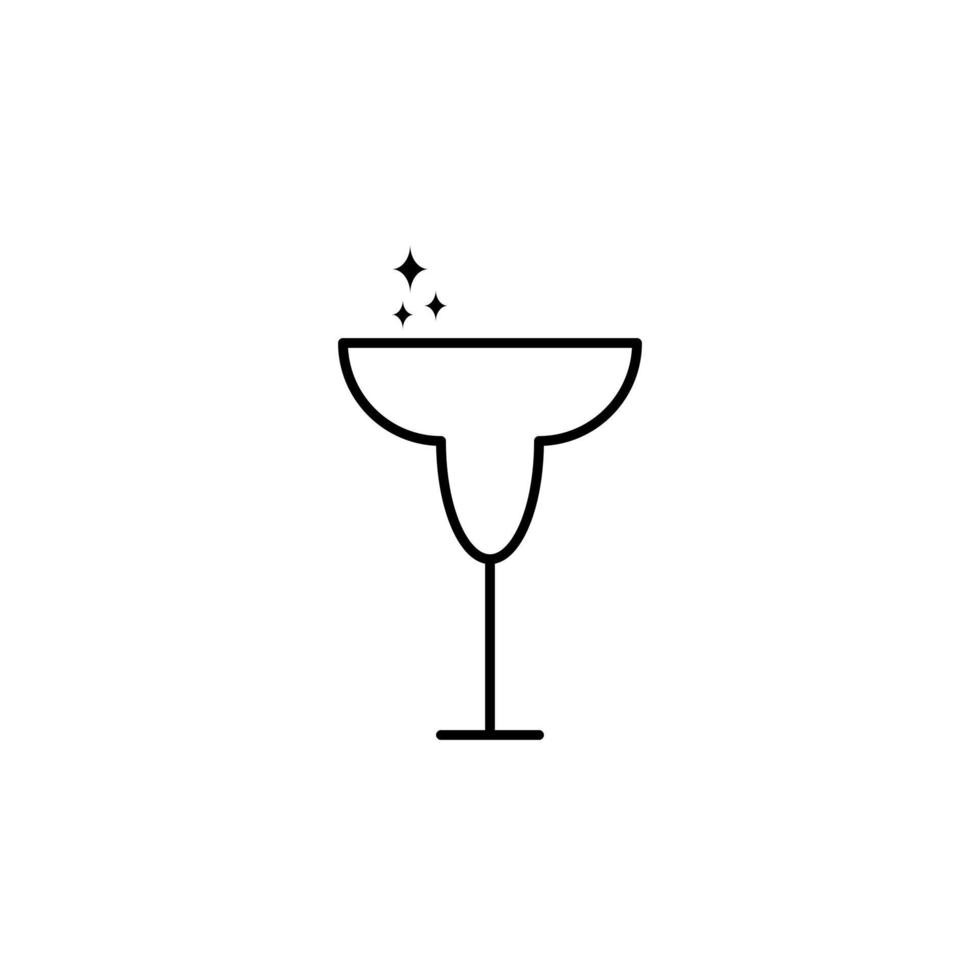 sparkling wineglass or goblet glass icon on white background. simple, line, silhouette and clean style. black and white. suitable for symbol, sign, icon or logo vector