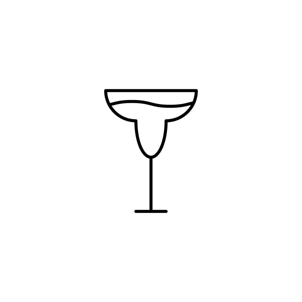 wineglass or goblet glass icon with full filled with water on white background. simple, line, silhouette and clean style. black and white. suitable for symbol, sign, icon or logo vector