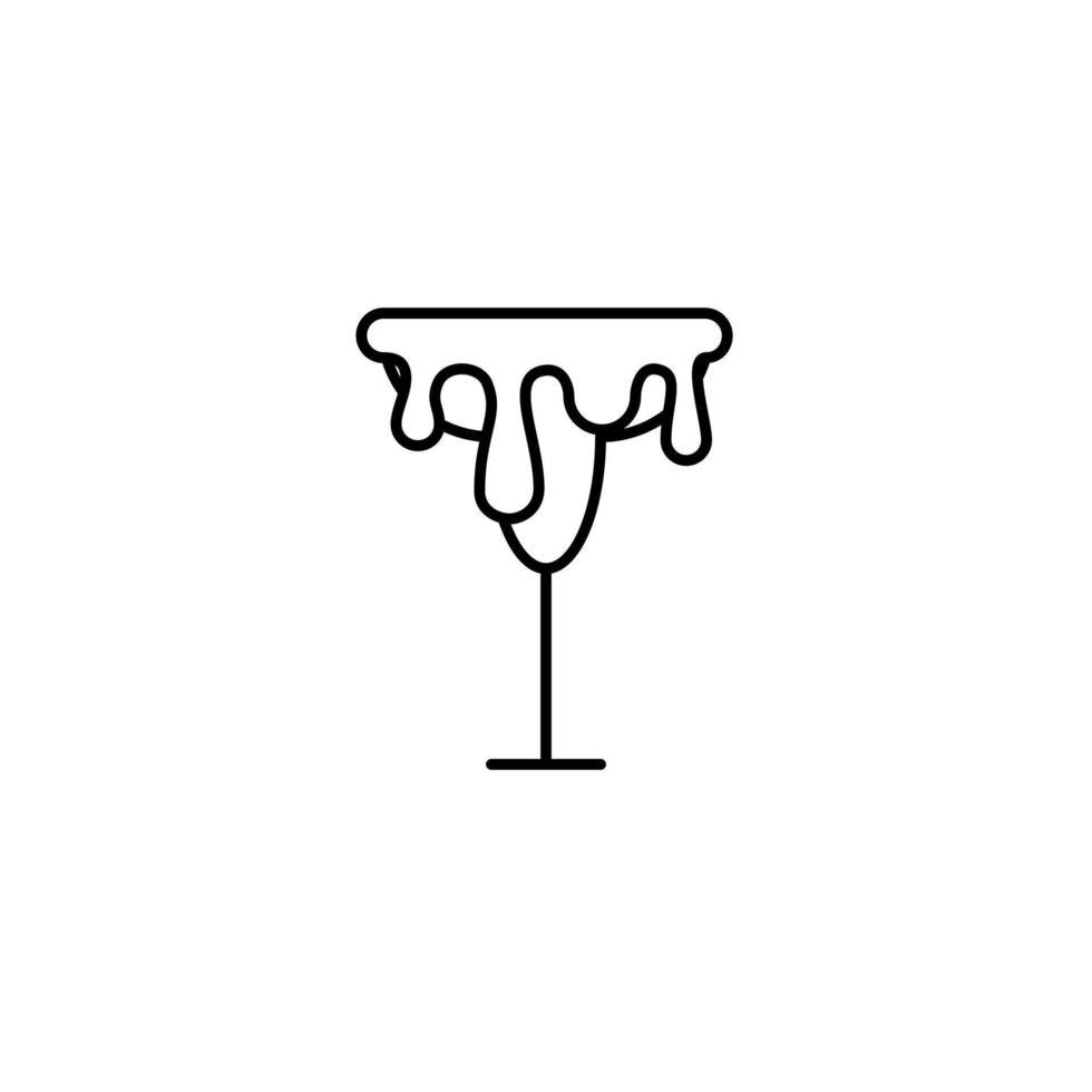 wineglass or goblet glass icon with overfilled with water on white background. simple, line, silhouette and clean style. black and white. suitable for symbol, sign, icon or logo vector