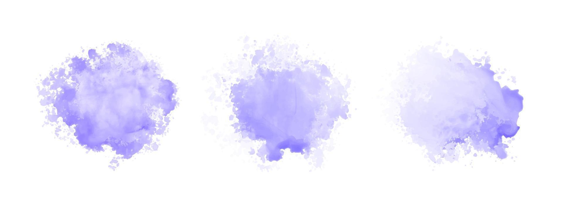 Set of abstract purple watercolor water splash on a white background vector