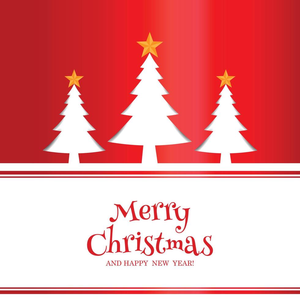 Merry christmas celebration card tree background. vector