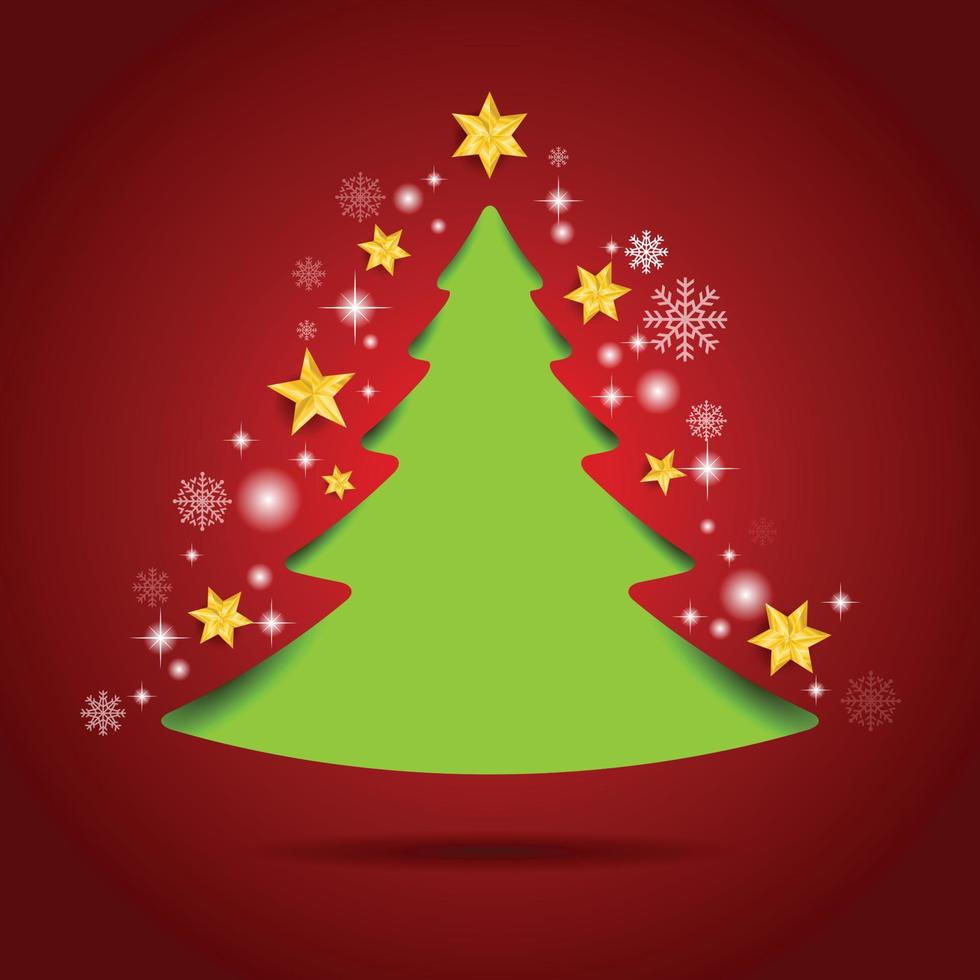 Fondo de árbol de tarjeta de celebración de feliz Navidad. vector