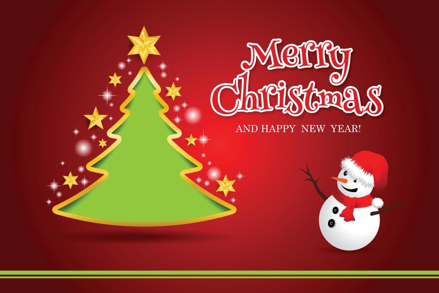 Merry christmas celebration card tree background. vector