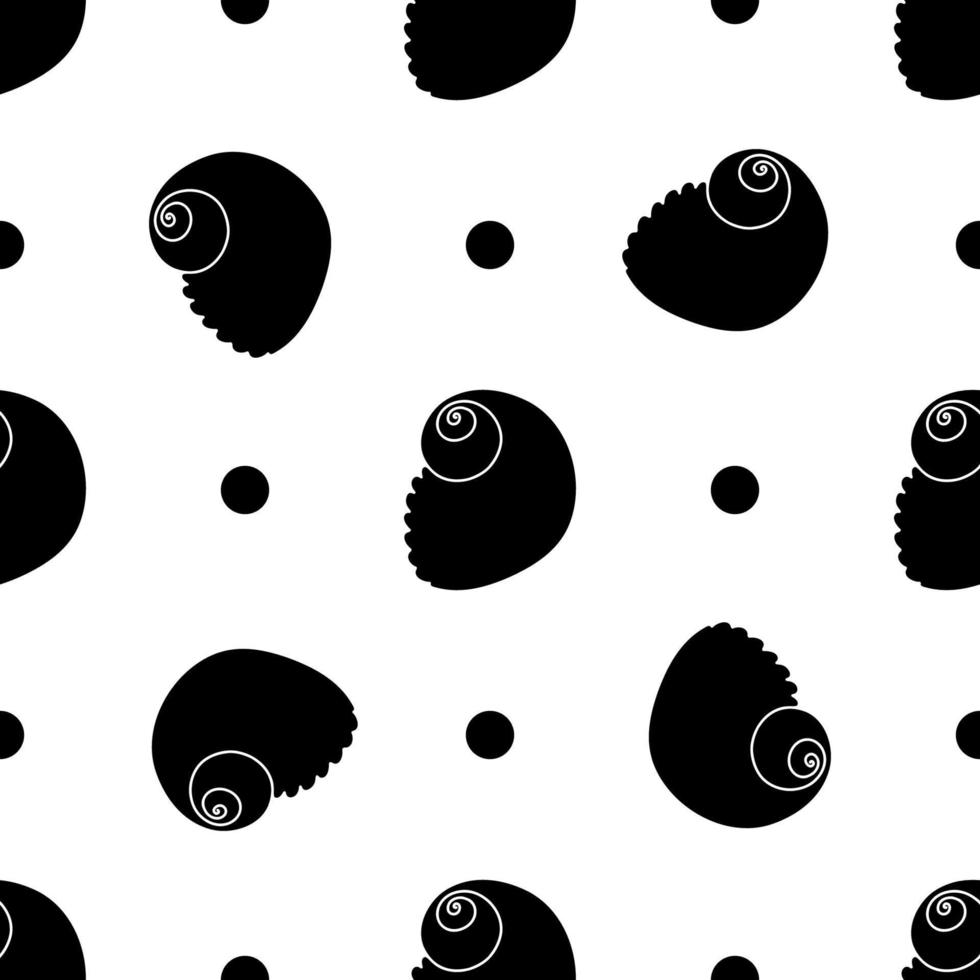 Vector seamless pattern. Line art sketch seashells. Isolated background. Decoration symbol of health calcium. Summer, sand and beach design. Repetitive ornament.