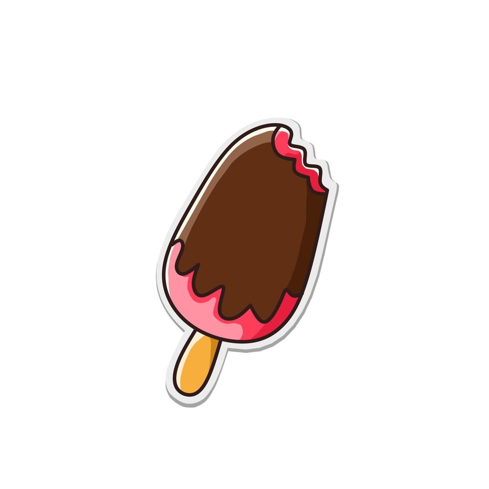 Vector ice cream sticker with paper cutout and outline style. vector cute ice cream with bright and sharp colors. Suitable for stickers or summer stuff