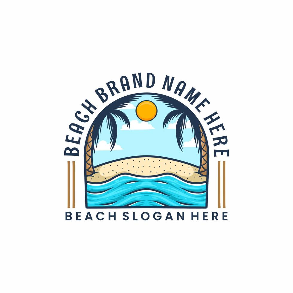Logo Beach Emblem Summer Cartoon Vector