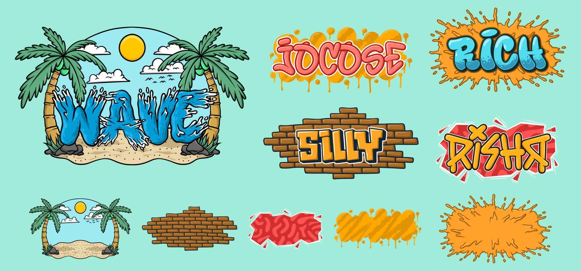 Graffiti Background set Vector Cartoon