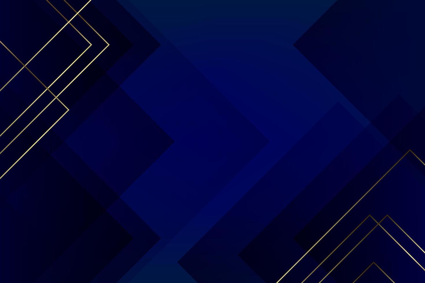 fondo azul geométrico abstracto con líneas doradas de lujo vector