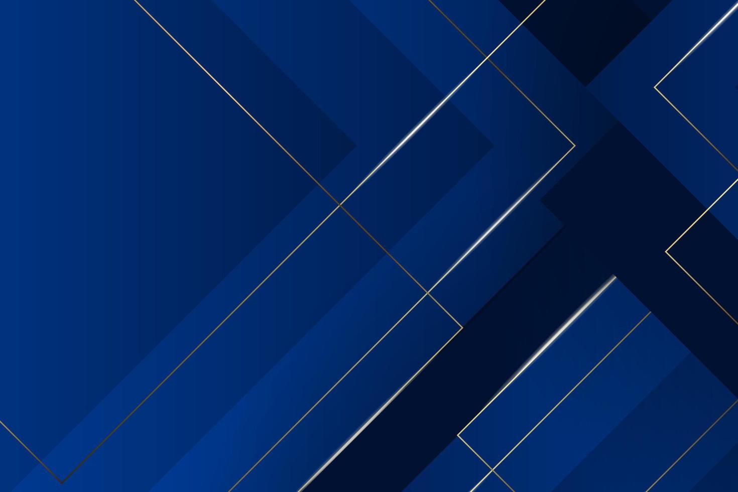 abstract geometric blue background with luxury golden lines vector