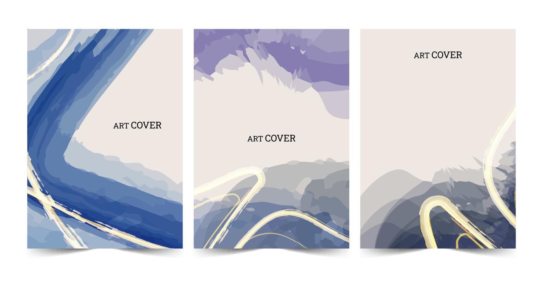 conjunto de diseño de portadas abstractas pintadas a mano vector