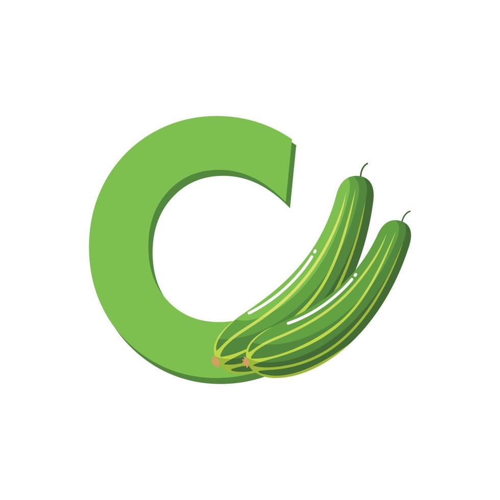 Letter C Alphabet Fruits Cucumber, Clip Art Vector, Illustration Isolated on a white background vector