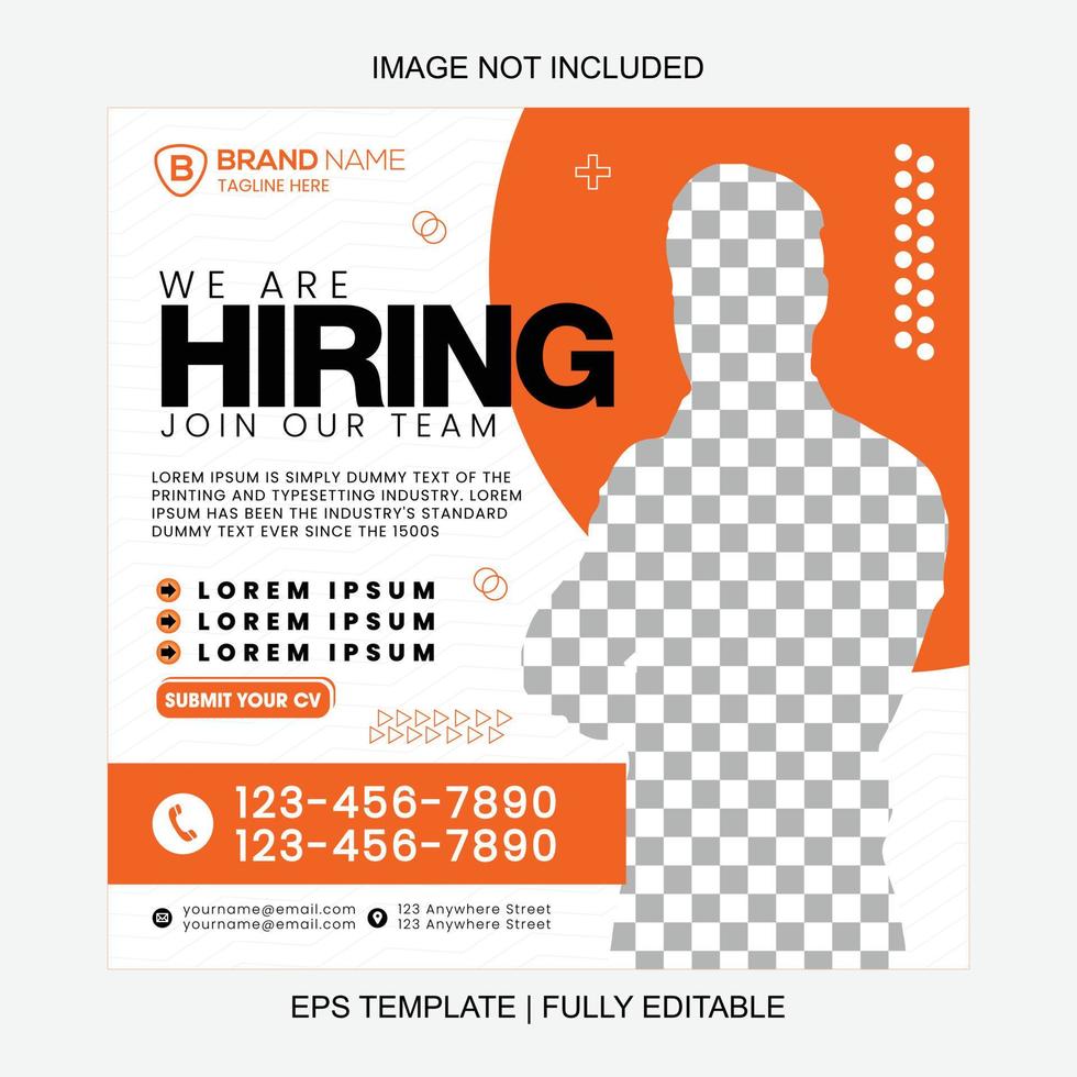 We Are Hiring Banner For Social Media Post Template vector