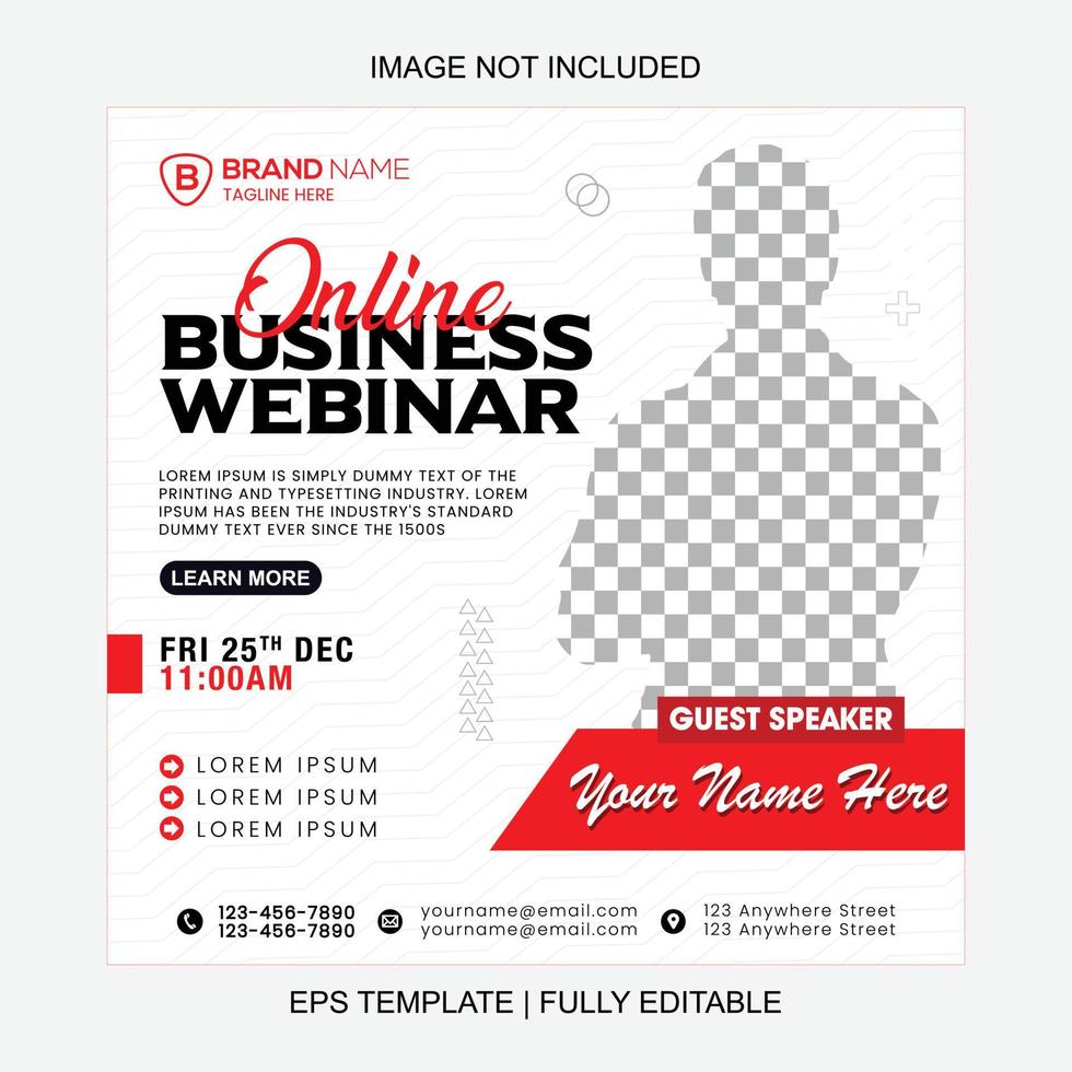 Online Business Webinar Banner For Social Media Post Template vector