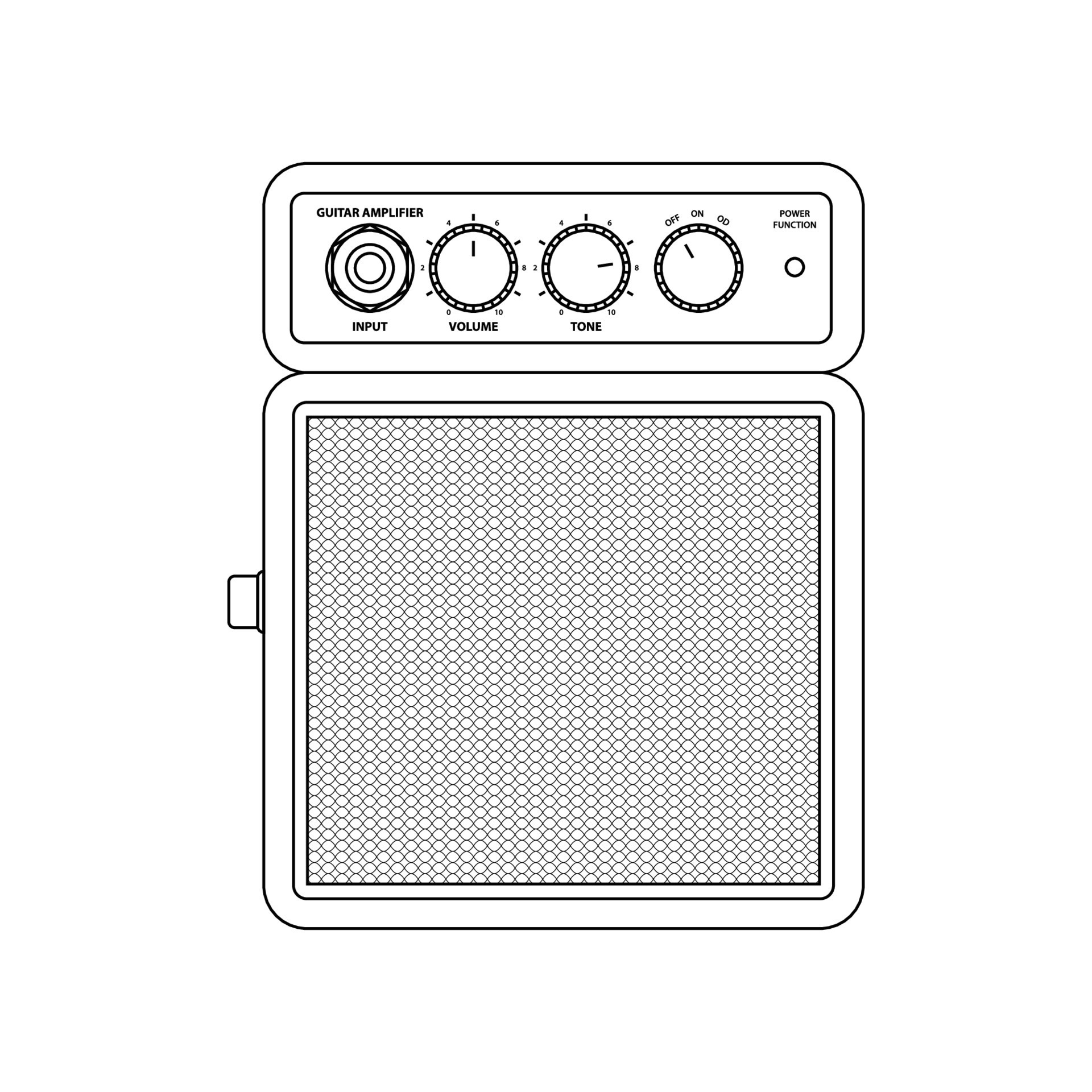 Guitar Amplifier Icon in Outline Style on a White Background Suitable