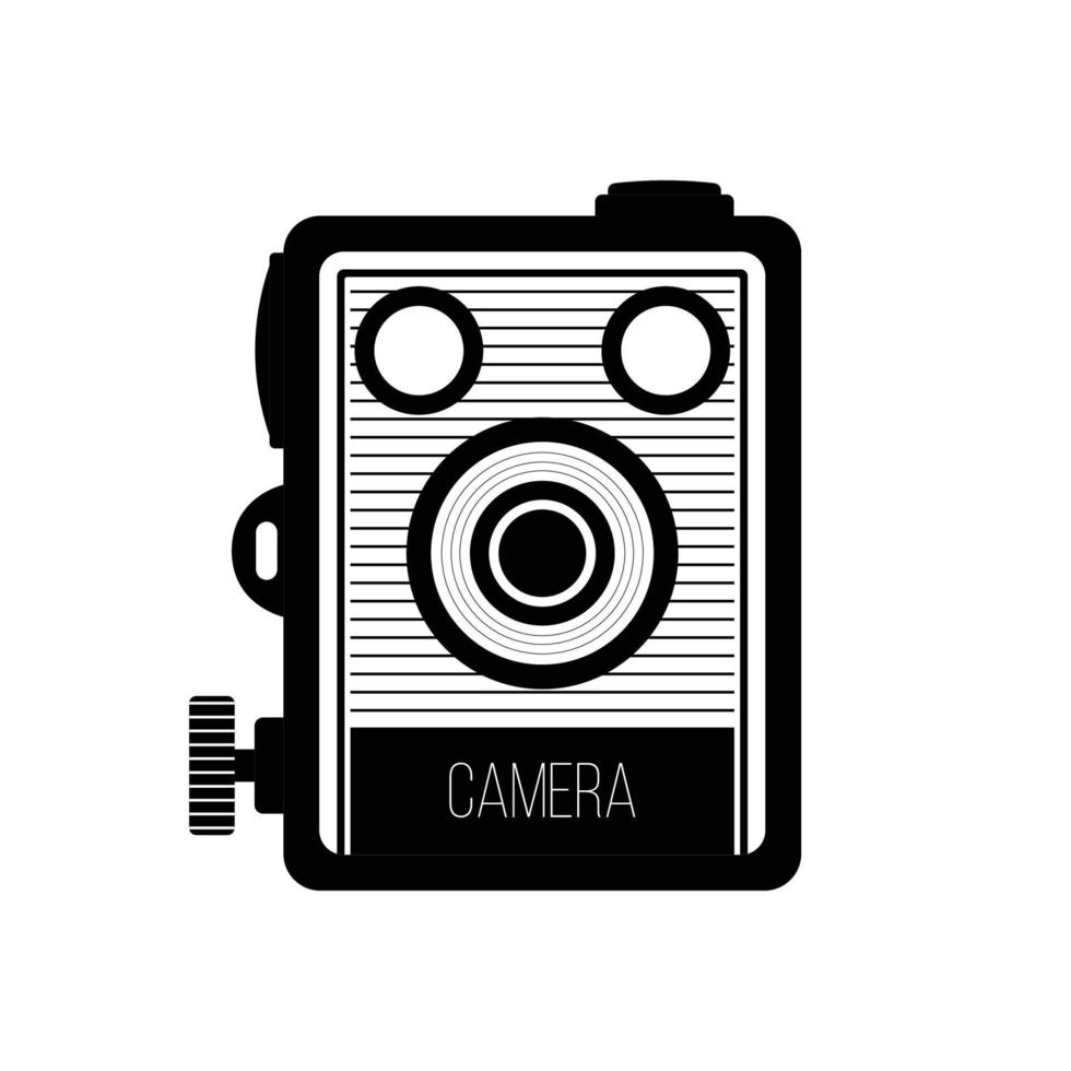 Vintage Camera Silhouette. Black and White Icon Design Elements on Isolated White Background vector