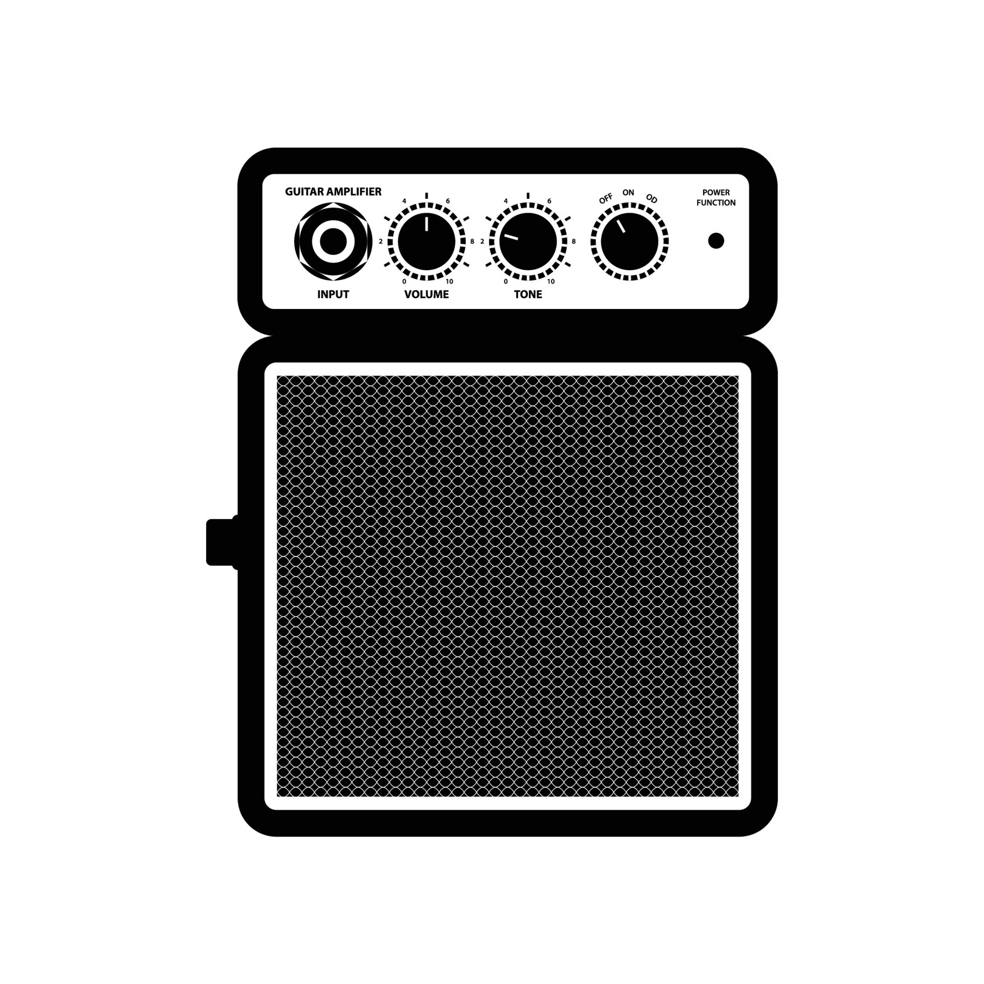 Guitar Amplifier Silhouette. Black and White Icon Design Elements on